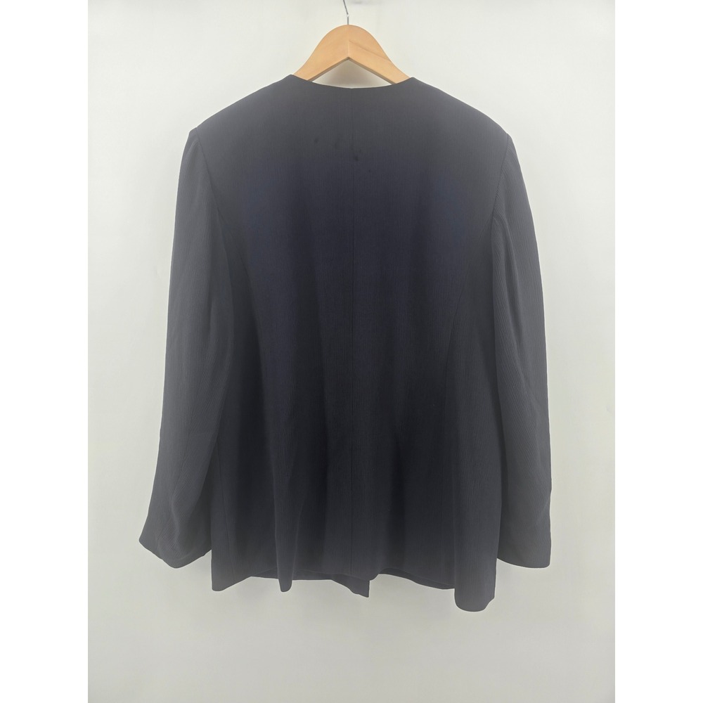 Talbots Silk Blazer Womens 16 Pure Silk Navy Blue Collarless Ribbed EUC - Picture 4 of 4
